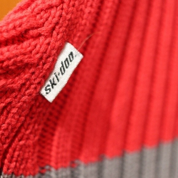 BRP Ski Doo Red & Gray Striped Long Sleeve Ribbed Pullover Sweater 2XL - Picture 5 of 11